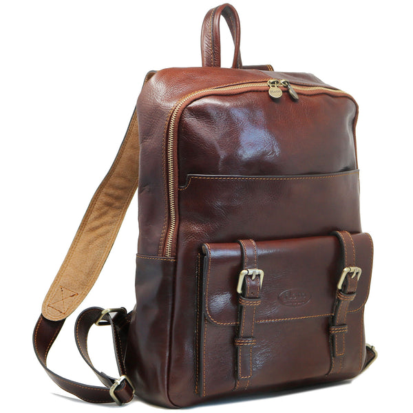 Leather Backpack Floto Italian Sabina Laptop Knapsack Shoulder Bag in Vecchio Brown 2